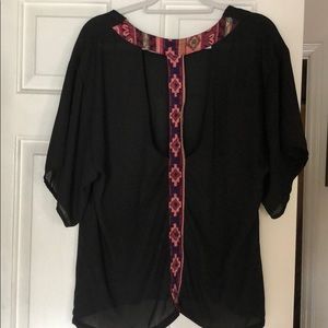 Black open back blouse